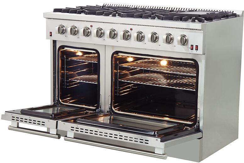 Forno Appliance Package - 48" Inch Gas Range, Wall Mount Range Hood, Microwave Drawer, Dishwasher, AP-FFSGS6244-48-6. Forno Appliance Package, including a 48 in. Galiano Gas Range with 8 Italian Burners, a Wall Mount Range Hood, a Microwave Drawer, and a Stainless Steel Dishwasher. This bundle combines luxury and efficiency for an affordable kitchen remodel.