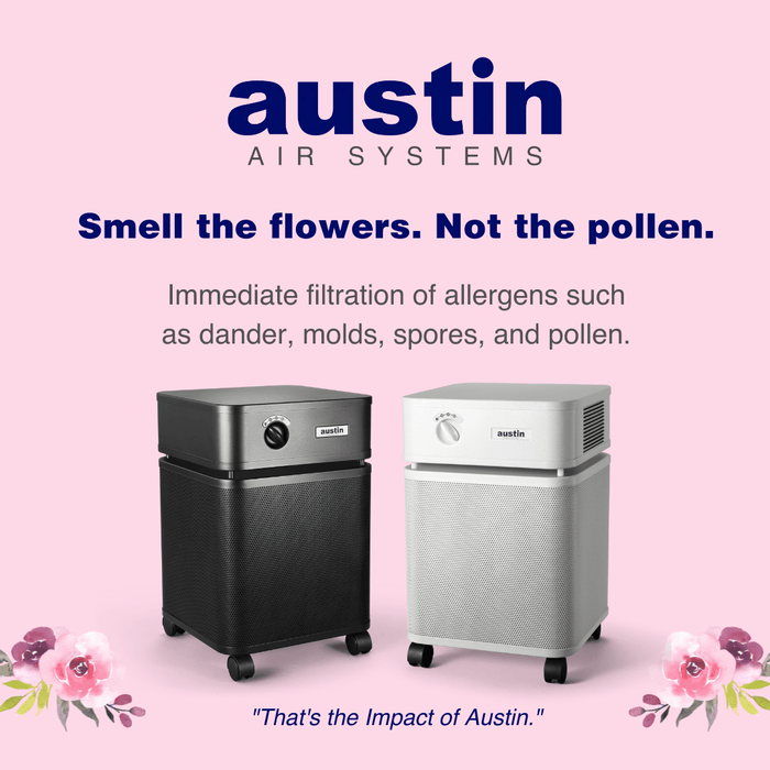 The Austin Air Allergy Machine® was developed specifically for people with asthma and allergies. Its unique design increases air flow, filtering allergens from the air immediately. The Medical Grade HEPA and HEGA filtration used in this unit is also highly effective at removing bacteria and viruses* when they are airborne. The Allergy Machine provides relief for those suffering from asthma or every day and seasonal allergies by removing sub-micron particles