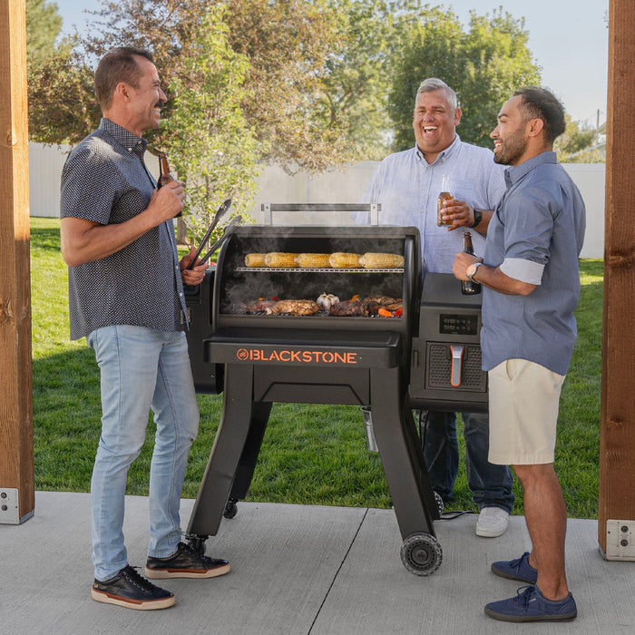 Blackstone 900 Pellet Grill and Air Fryer Combo with Wi-Fi &amp; Bluetooth

Experience a new realm of flavor with the Blackstone Pellet Grill and Air Fryer Combo. This 896 sq. In. Pellet Grill is expertly equipped with a 20 lb. Hopper, a folding front shelf, plus Wi-Fi and Bluetooth connect ability. Expand your cooking ability with the built-in 7 qt. Digitally controlled Air Fryer Drawer with smoke technology. Revolutionize your meals with Blackstone’s all-new Pellet Grill Air Fryer Combo.