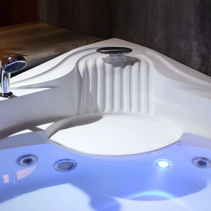 Premium acrylic corner jetted bathtub by Empava - 59-inch whirlpool tub with therapeutic LED lighting, temperature control, and massage jets - modern luxury bathroom fixture EMPV-59JT319LED