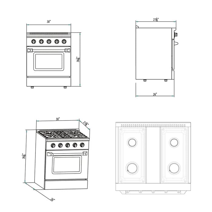 Empava presents the EMPV-30GR07 - a masterfully engineered 4.2 cu.ft slide-in gas range that seamlessly integrates into any luxury kitchen design. ETL certified for both US and Canadian specifications, this sophisticated appliance delivers the precision and performance that architects, designers, and builders expect in high-end residential projects.