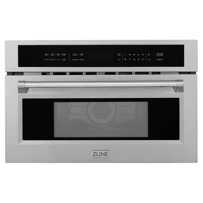 Designed in Lake Tahoe, USA, the ZLINE 30 in. 1.6 cu ft. Stainless Steel Built-in Convection Microwave Oven (MWO-30) with Speed and Sensor Cooking provides a professional culinary experience by pairing unmatched performance with timeless style