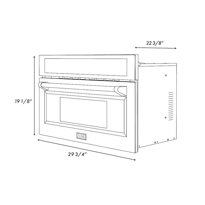 Designed in Lake Tahoe, USA, the ZLINE 30 in. 1.6 cu ft. Stainless Steel Built-in Convection Microwave Oven (MWO-30) with Speed and Sensor Cooking provides a professional culinary experience by pairing unmatched performance with timeless style