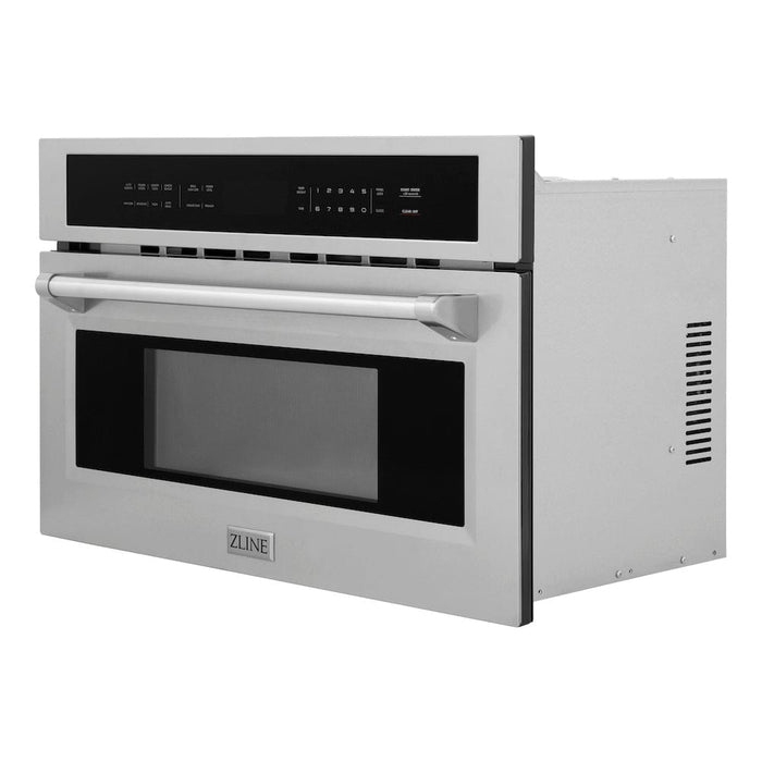 Designed in Lake Tahoe, USA, the ZLINE 30 in. 1.6 cu ft. Stainless Steel Built-in Convection Microwave Oven (MWO-30) with Speed and Sensor Cooking provides a professional culinary experience by pairing unmatched performance with timeless style