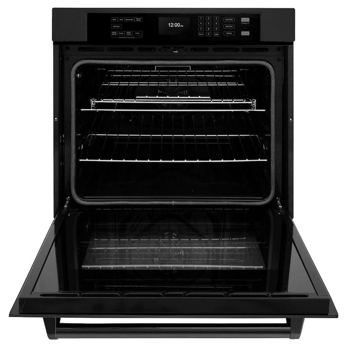 The ZLINE 30 in. Professional True Convection Single Wall Oven with Air Fry and Self Clean in Black Stainless Steel (WASB-30) provides a professional culinary experience by pairing reliable, everyday performance with contemporary convection cooking capabilities and cutting-edge air frying technology