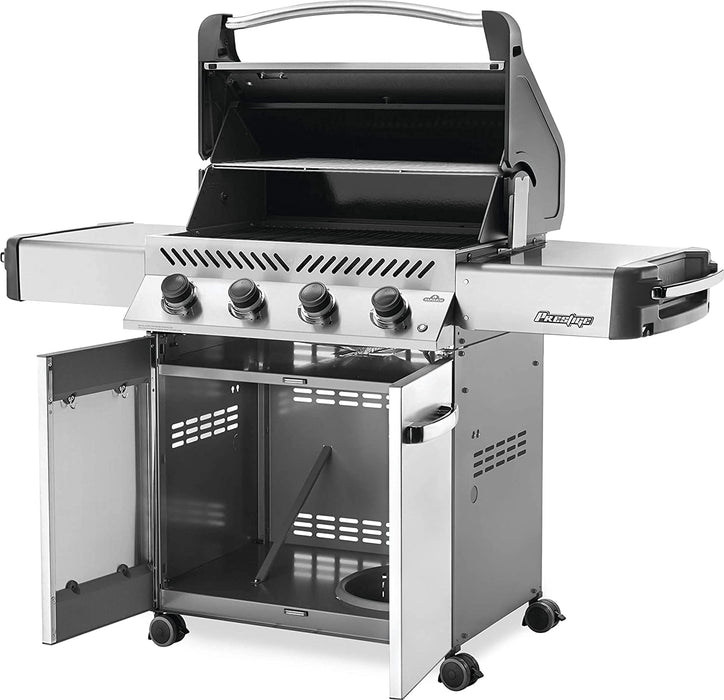 Napoleon Prestige 500 Stainless Steel 4-Burner Natural Gas Grill P500NSS-3 Grilling up a delicious dinner for a crowd is easy with the Napoleon Prestige® Series 500 Propane Gas Grill, all in glorious stainless steel. Grill up to thirty burgers at once on the large grilling area and generous warming rack. You'll know it's a Napoleon with the iconic WAVE™ cooking grids for those distinctive sear marks. Not just durable on the outside;