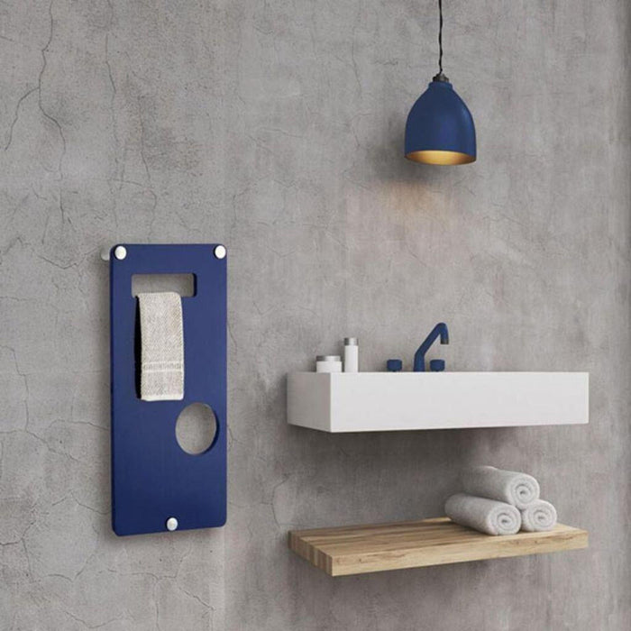 Maya Bath Adelmo 12" x 25" Blue Wall Mounted Hardwired Ceramic Electric Towel Warmer   Adelmo is an Electric Towel Warmer with classic geometric shapes. Distinctive ceramic defines its forms and enh