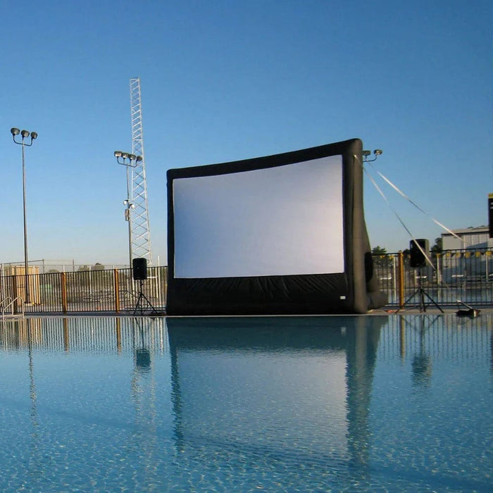 Open Air Cinema Event Pro Outdoor Movie Screen Kit Entertain hundreds with our durable, easy-to-use Pro inflatable screens. They're perfect for event rental companies, resorts, and poolside use. Open Air Event Pro Outdoor Movie Screens are the most impressive free-standing inflatable screens in the world.. With sturdy construction and reinforced PVC vinyl material, this projection screen is ready for big events and repetitive use. two-year warranty, easy one-person set-up and have a 25mph wind rating.
