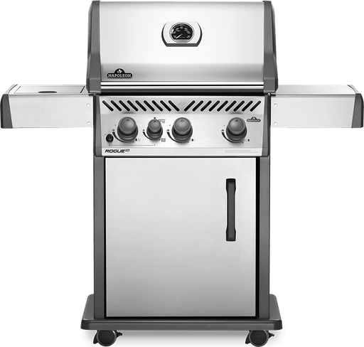 Napoleon BBQ ROGUE XT 425 SIB Stainless Steel Natural Gas Grill RXT425SIBNSS-1 Napoleon's Rogue® XT 425 Stainless Steel Natural Gas Grill with Infrared Side Burner has three burners, stainless steel grids and a high top lid. This grill lights easily, every time, with a battery-free ignition. Grill the perfect steak using the integrated sizzle zone side burner or use it to make sauces and sides while grilling, and searing on the main area. The durable materials are both stylish and easy to maintain.