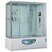 Maya Bath White Platinum Catania Steam Shower - Right (105) The Catania automated Steam Shower Massage Bathtub features a built-in Heater Pump, 27 Whirlpool Massage Jets, 6 Acupuncture Massage Jets, a 12′′ Smart TV, Phone, and Bluetooth connectivity.  Plus, there's a 10-year warranty!  CATANIA FEATURES  Many calming components may be found inside the Catania Steam Shower, including acupressure massage, aromatherapy, foot massage, and the renowned rainfall ceiling shower.