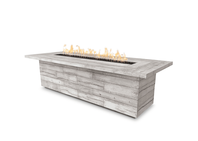 The Outdoor Plus Laguna Wood Grain Concrete Fire Table + Free Cover