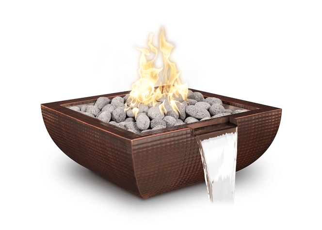 The Outdoor Plus Avalon Hammered Copper Fire & Water Bowl + Free Cover