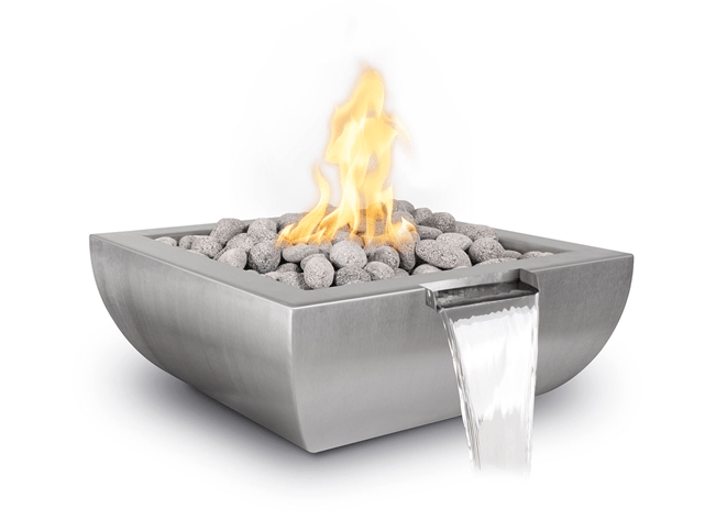 The Outdoor Plus Avalon Stainless Steel Fire & Water Bowl + Free Cover