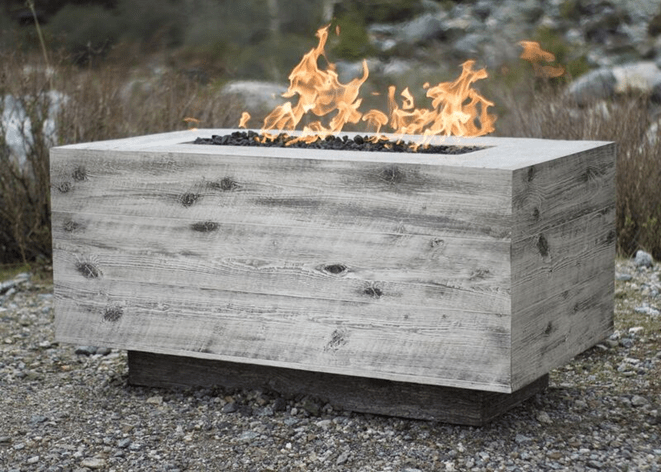 The Outdoor Plus Catalina Wood Grain Fire Pit + Free Cover