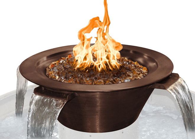 The Outdoor Plus Cazo 4-Way Copper Fire & Water Bowl + Free Cover