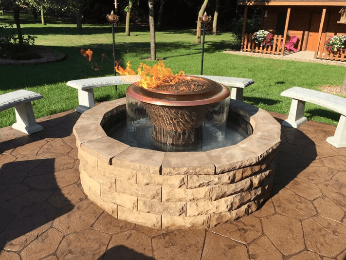 The Outdoor Plus Olympian Round 360° Copper Fire & Water Bowl + Free Cover