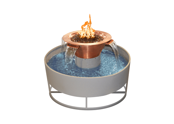 The Outdoor Plus Olympian Round 4-Way Copper Fire & Water Bowl + Free Cover