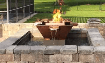 The Outdoor Plus Olympian Square 4-Way Copper Fire & Water Bowl + Free Cover