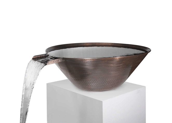 The Outdoor Plus 31" Remi Hammered Copper Water Bowl + Free Cover