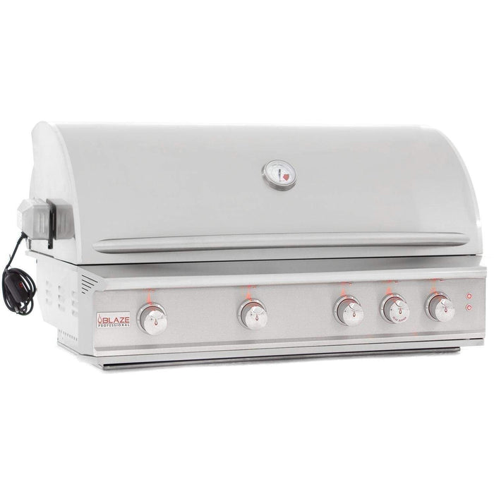 Blaze BLZ-4PRO Professional Built-In Gas Grill with Rear Infrared Burner, 44-inch provides a high performing luxury grill loaded with features to enhance your grilling experience. The heavy duty 304 stainless steel construction throughout the grill body ensures a long-lasting and durable appliance while the impressive cast stainless steel H-burners offer a commercial quality burner, rated for 18,000 BTU each.